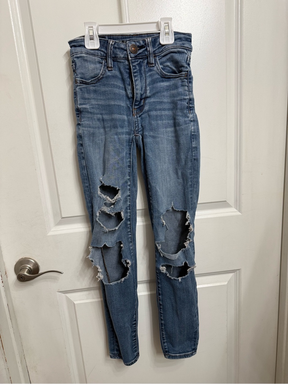 American Eagle Hi-Rise Jegging Size 00 Short Distressed Stretch Skinny Jeans